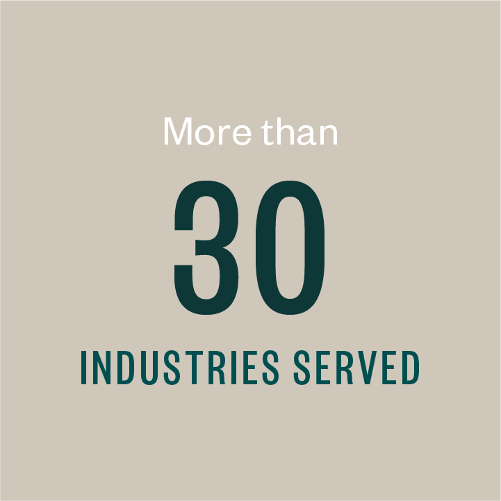 More then 30 industries served