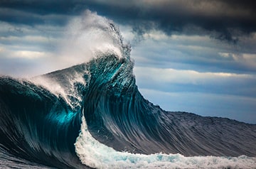 Dramatic close-up of breaking wave