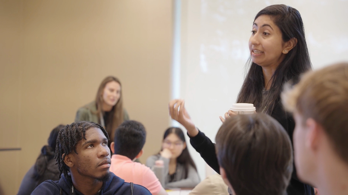 Presenter speaking in classroom