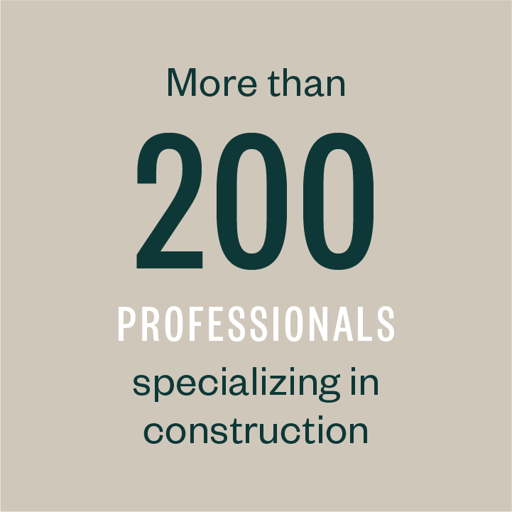 More than 200 professionals specializing in construction.