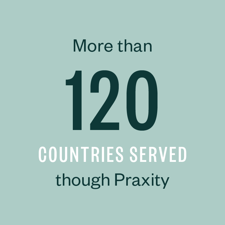 More than 110 countries served through Praxity