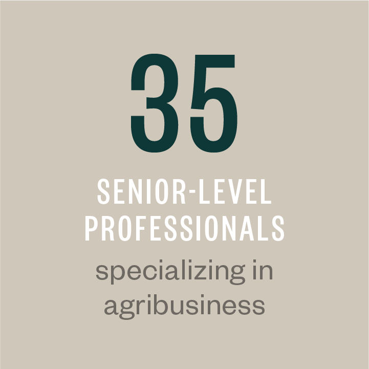 35 senior-level professionals specializing in agribusiness