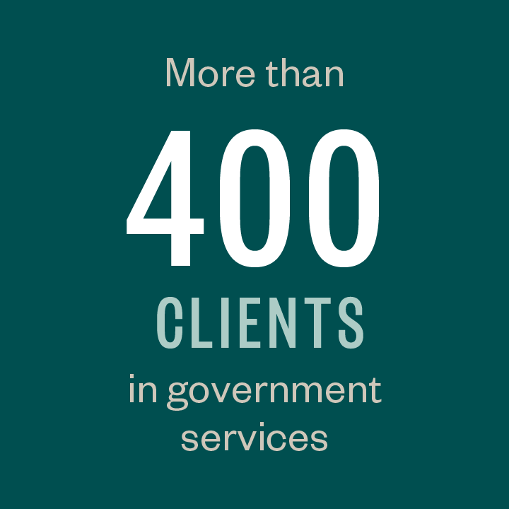 More than 400 clients in government services