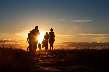 Group of trail runners in the morning light