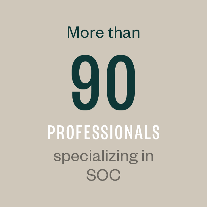 More than 90 professionals specializing in SOC