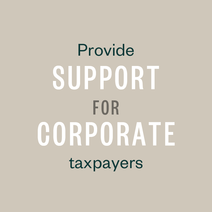 Provide support for corporate taxpayers