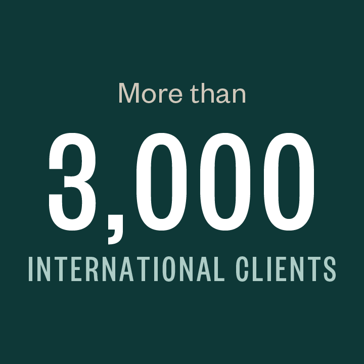 More than 3,300 international clients