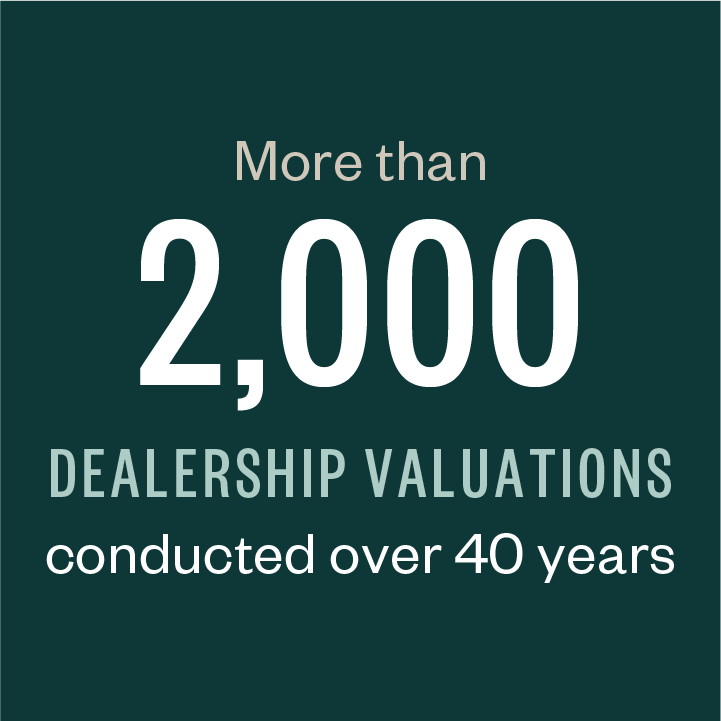 More than 2,000 dealership valuations conducted over 40 years