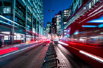 Time lapse of a city at night