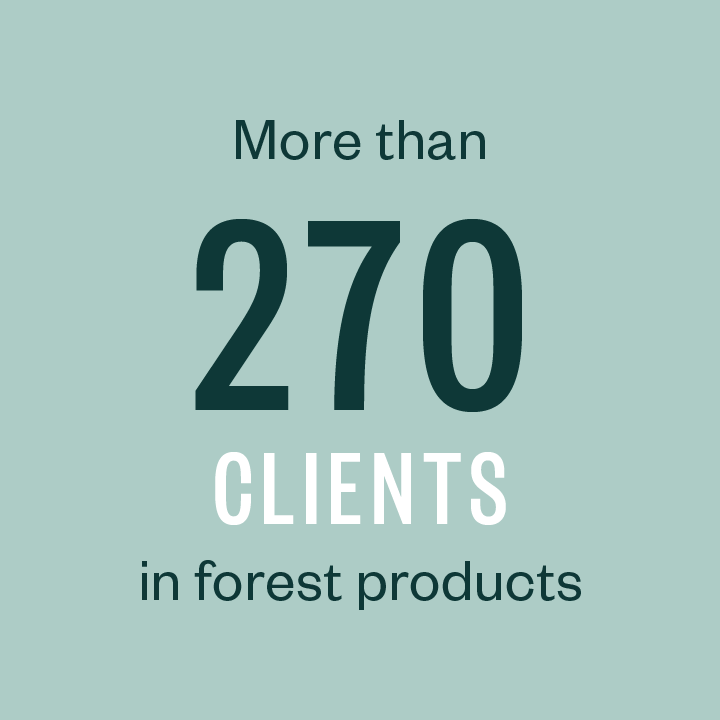 More than 250 clients in forest products.