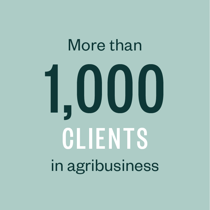 More than 1,000 clients in agribusiness