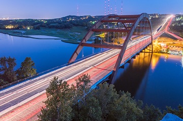 Looking over bridge in early evening light